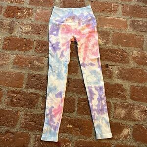 Spiritual Gangster Pink and Blue Tie-Dye Love Sculpt Ribbed leggings size XS/S